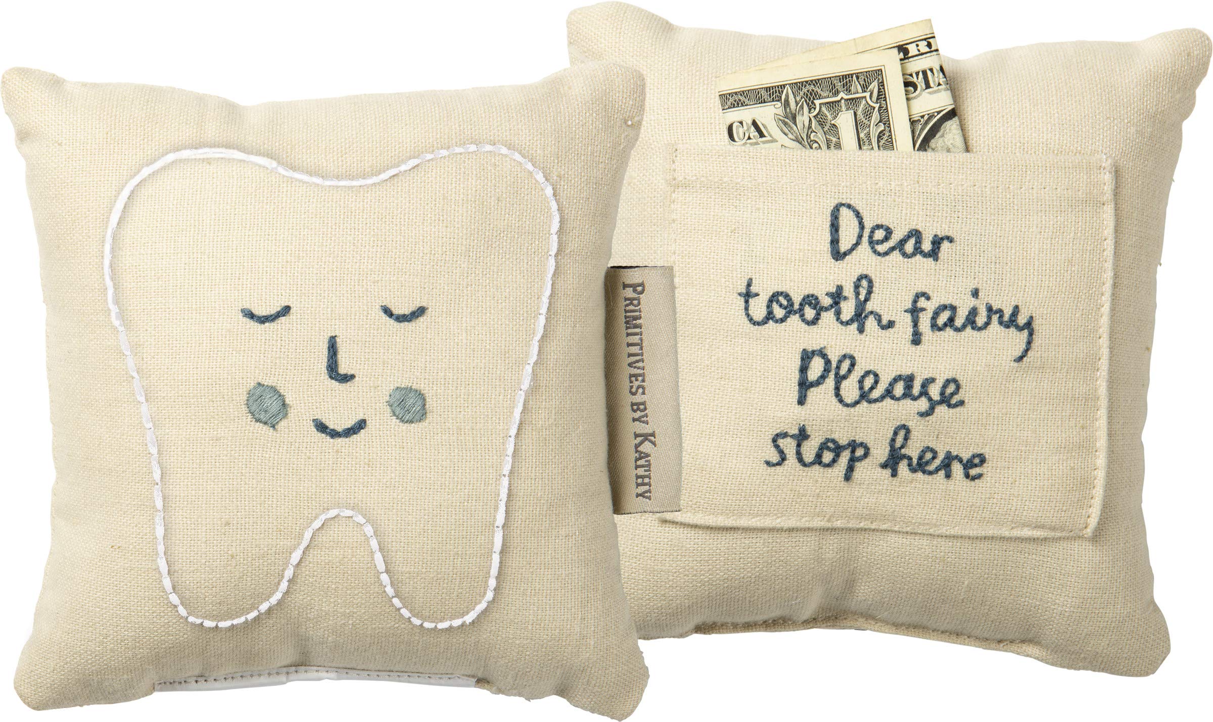 Pbk Tooth Fairy Pillow, 1 Count (Pack Of 1), Blue, White
